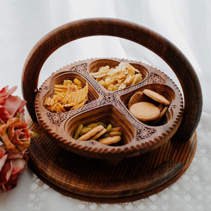 Hand Made Wooden Heart shaped Dry fruit serving tray basket for gift /home decor