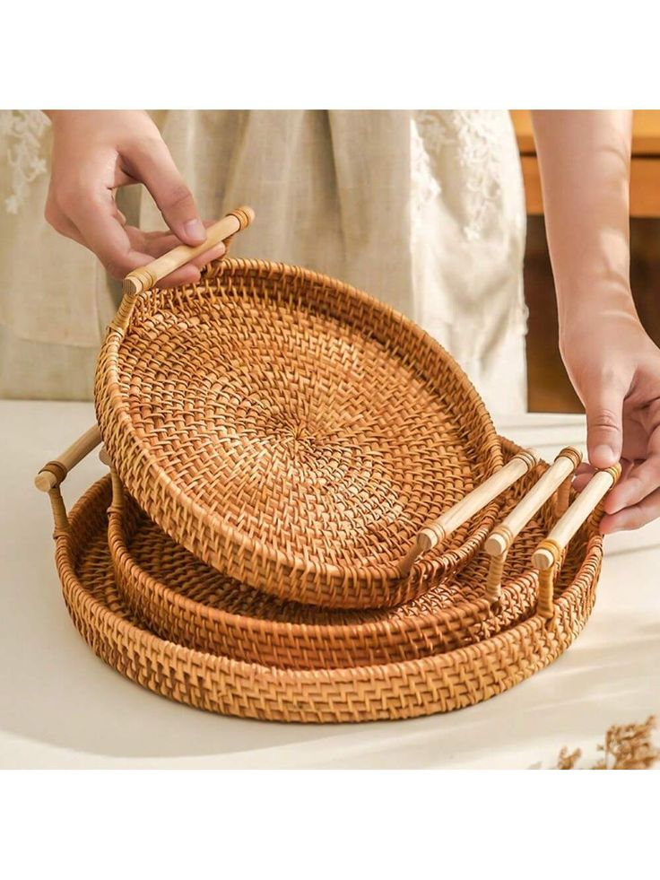 🌾 Handwoven Natural Storage & Serving Baskets | Eco-Friendly Rustic Home Décor