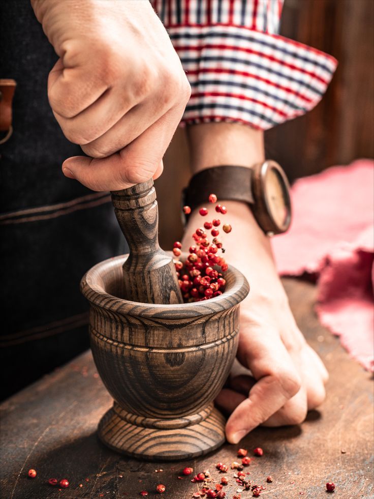 Colourful Wooden Mortar And Pestal Set/ Handcrafted Spices Grinder