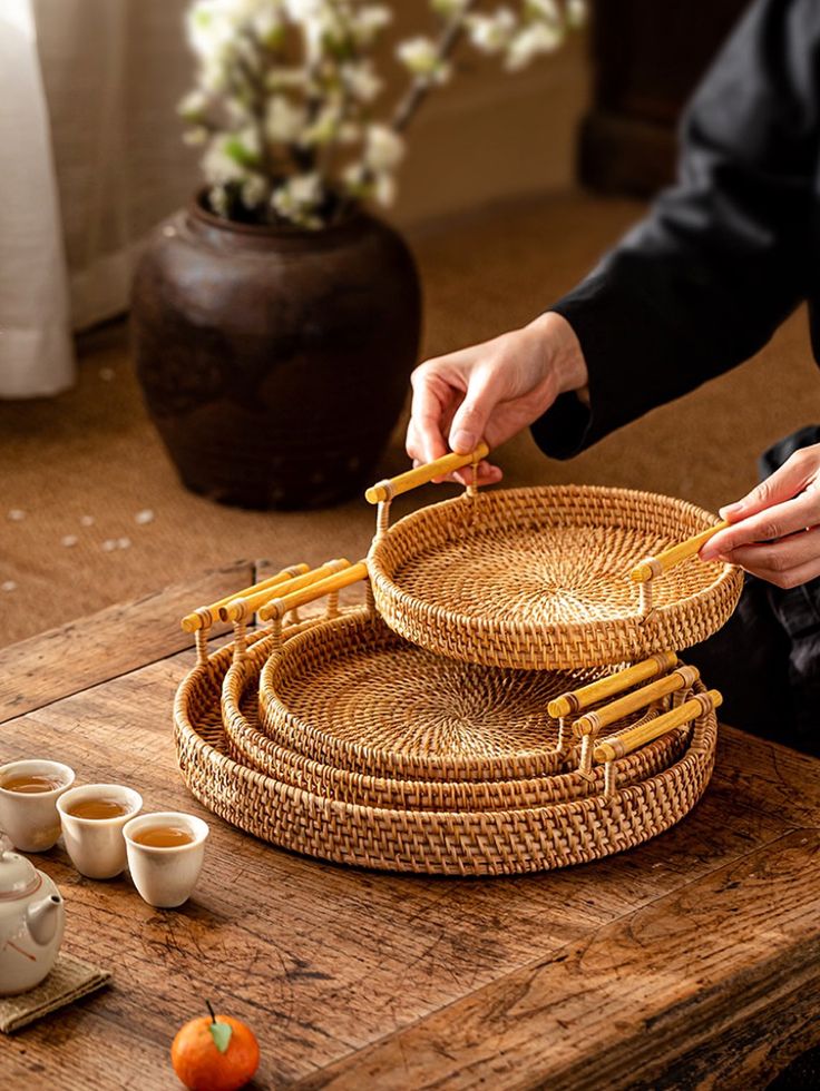 🧺 Artisan Woven Baskets Set | Multipurpose Storage & Table Serveware