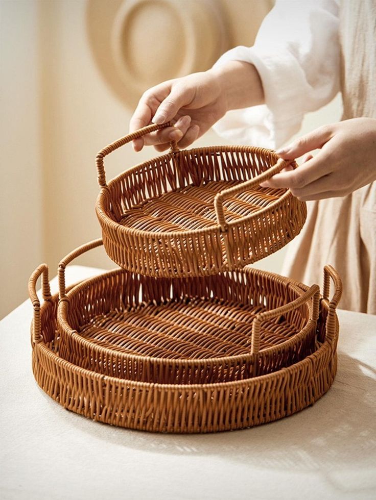 🌾 Handwoven Natural Storage & Serving Baskets | Eco-Friendly Rustic Home Décor