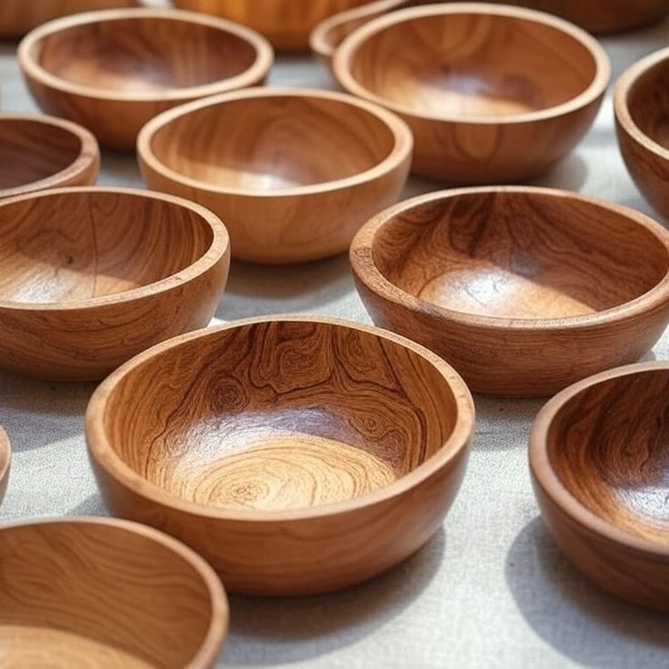 Luxury Handmade Wooden Bowl Set 🪵 | Elegant Serveware for Dining & Décor | St Of 4